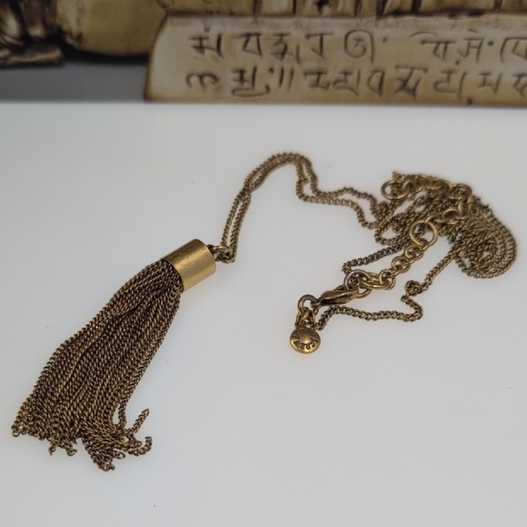 Gold Vintage Tassel Necklace with Ornate Design - Picture 1 of 5